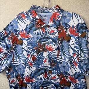 Chaps Mens Everyday Performance Tropical Hawaiian Polo Shirt XL Short Sleeve
